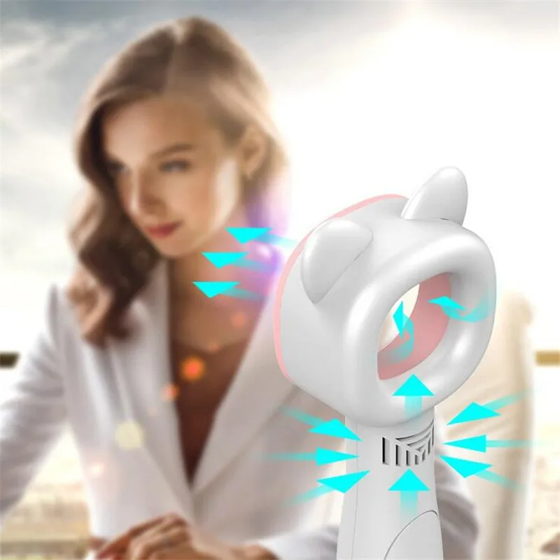 

Protable Handheld Bladeless Fan Outdoor USB Mini Air Cooler No Leaf Cooling Fan Desktop Bladeless Fan Rechargeable Quiet