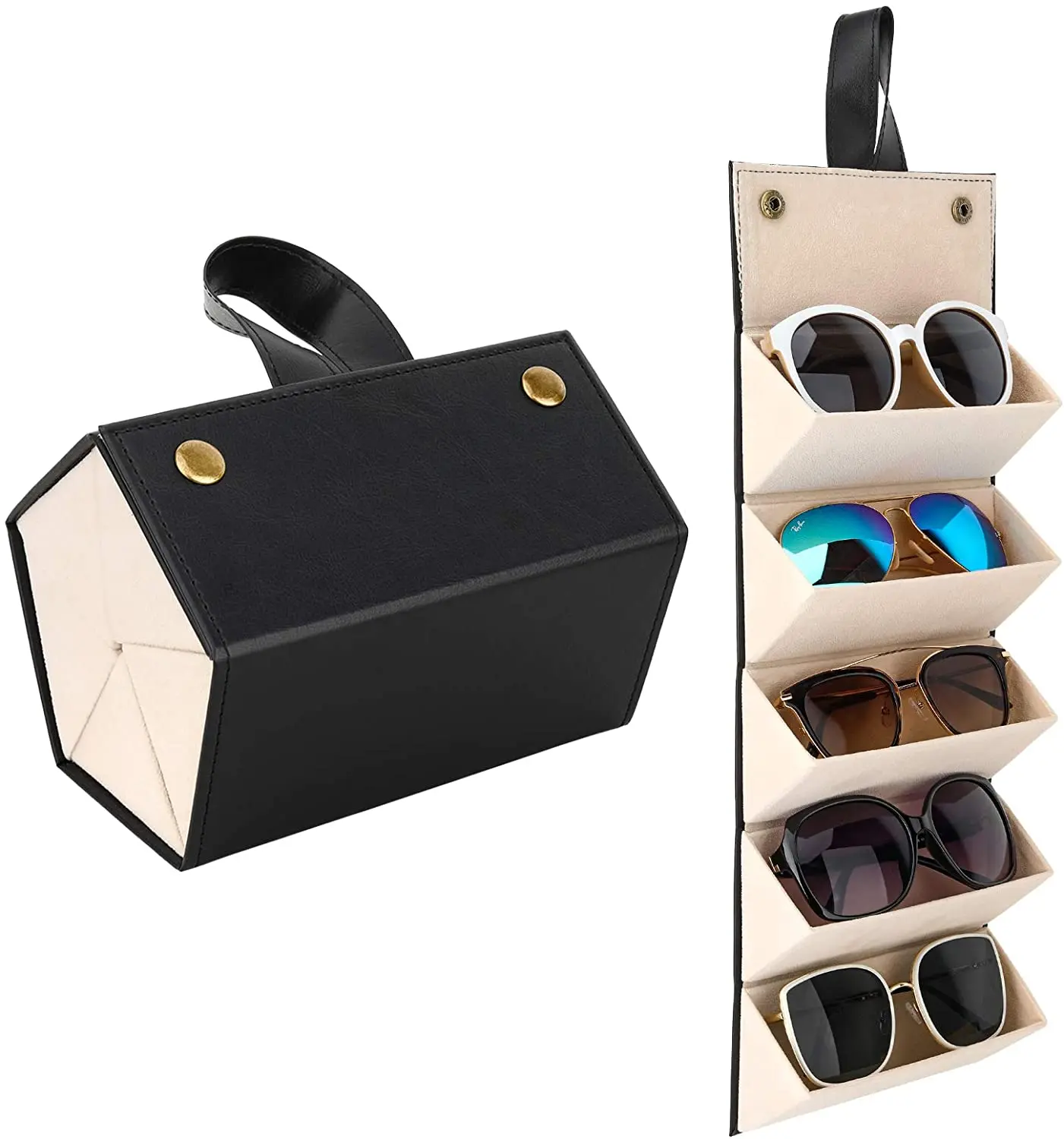 5 Multi-slot Portable Glasses Organizer Eyeglasses Storage Display Travel Folding Sunglasses PU Leather Case Dropshipping