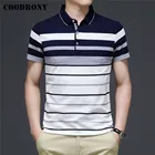COODRONY бренд весна лето Модная полосатая рубашка поло с коротким рукавом Мужская Высококачественная хлопковая деловая Повседневная крутая одежда C5186S