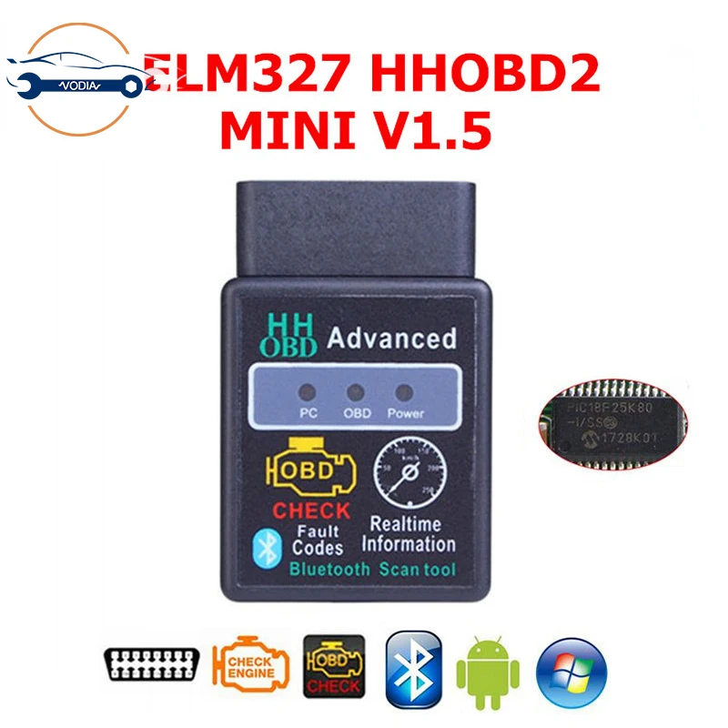 ELM327 V1.5 Bluetooth HHOBD2 Мини OBD OBD2 авто код ридер работает на базе Android/ПК поддерживает