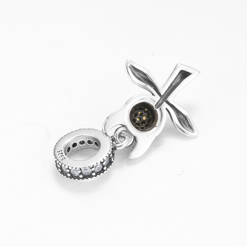 925 пробы серебряный шарм из бисера красивый оранжевый CZ кулон хорошее ювелирное