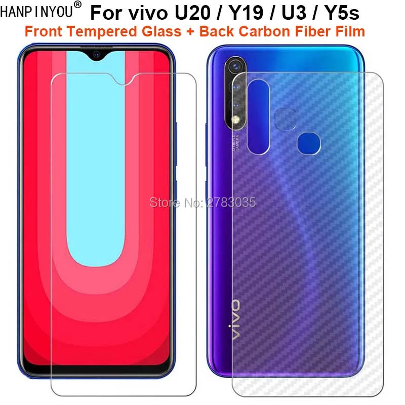 ДЛЯ vivo U20 / Y19 / U3 / Y5s 1 комплект = мягкая задняя углеволоконная пленка + ультратонкое закаленное стекло, защита для переднего экрана