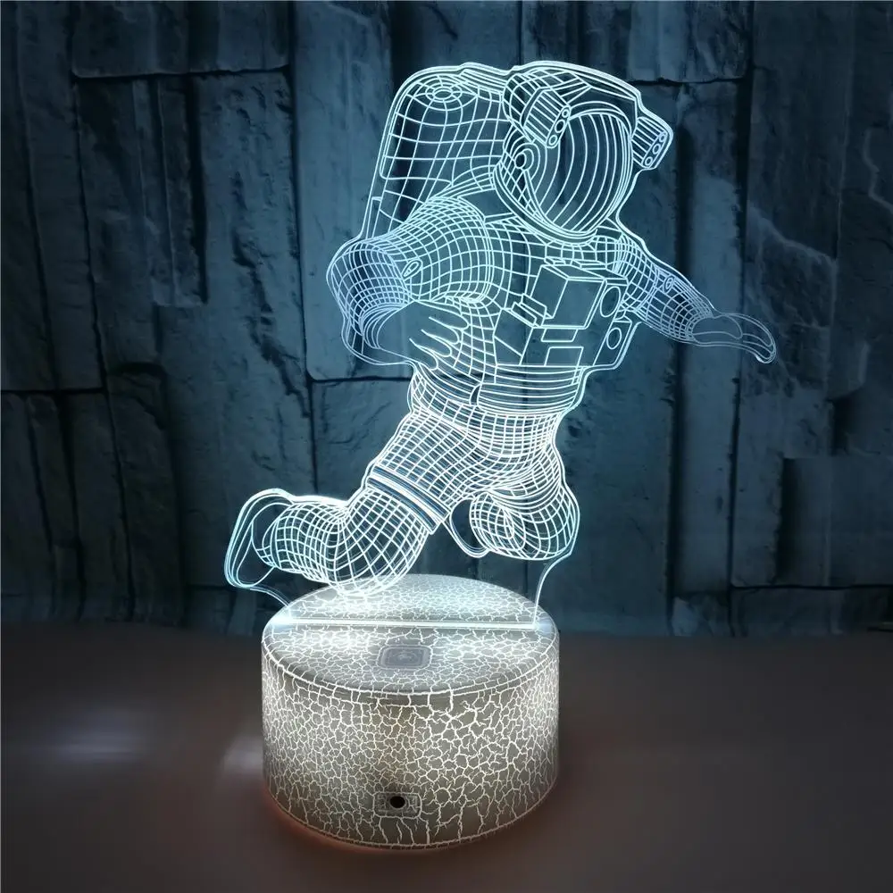 3D Night Light Illusion Led Table Lamp Astronaut Design for Boys Birthday Gifts Bedroom Decor 16 Colors Changing USB Powered | Освещение