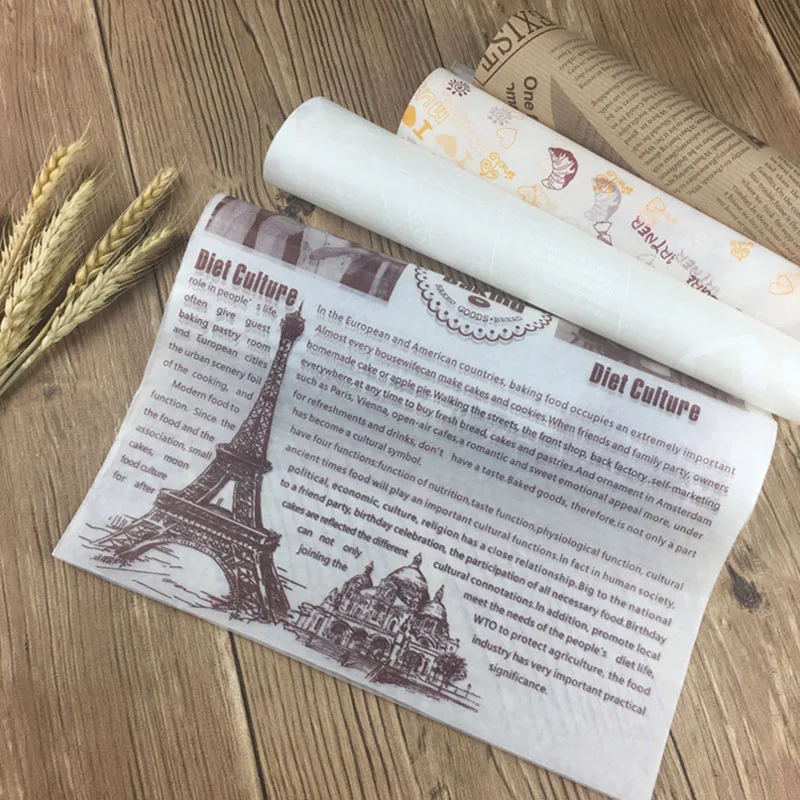 100 шт. маслостойкая вощеная бумага для упаковки пищевых продуктов хлеба