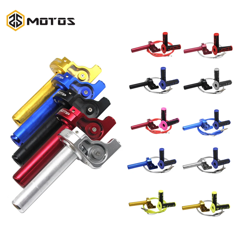 

ZS MOTOS CNC Twist Throttle Housing Handle Grip+ Throttle Cable+Handle Grips for Honda for Kawasaki Pit Dirt Bike Quad ATV