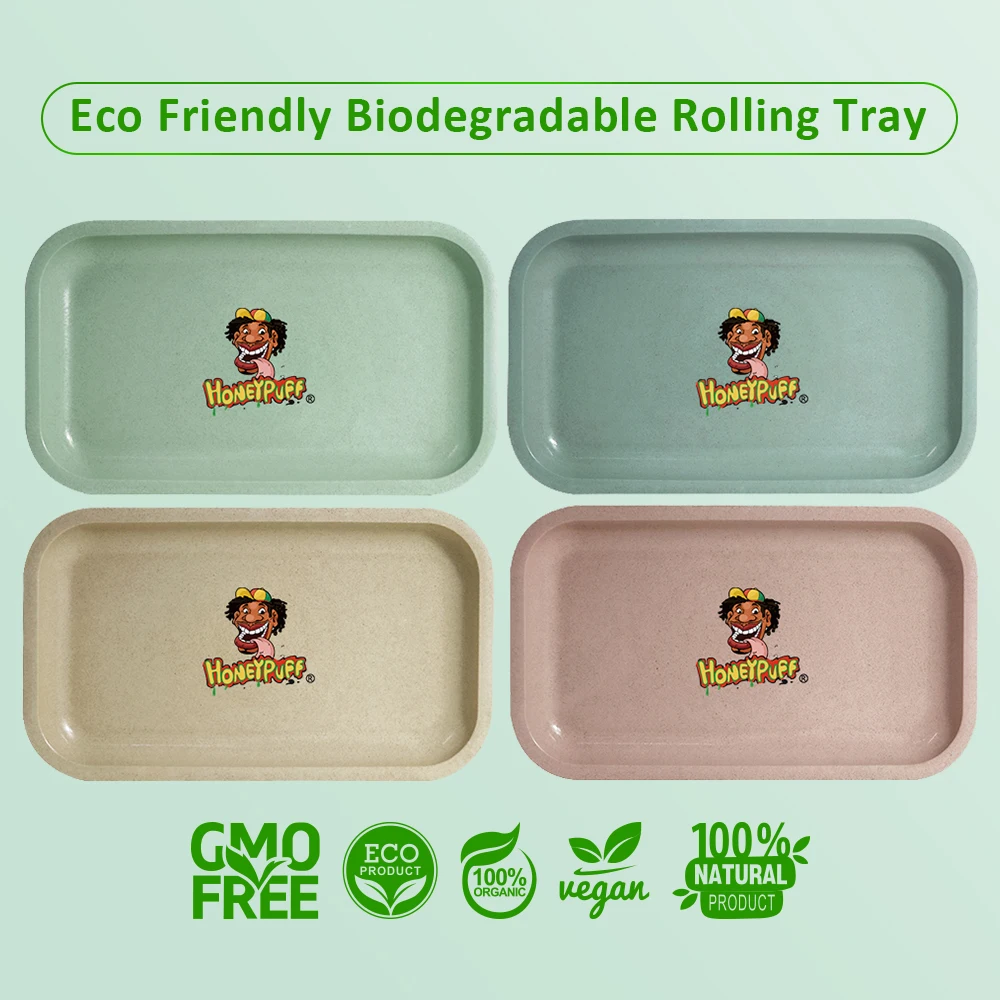 

HONEYPUFF Large Acrylic Rolling Tray Unique Biodegradable Plastic Rolling Trays Travel-Friendly Light Weight