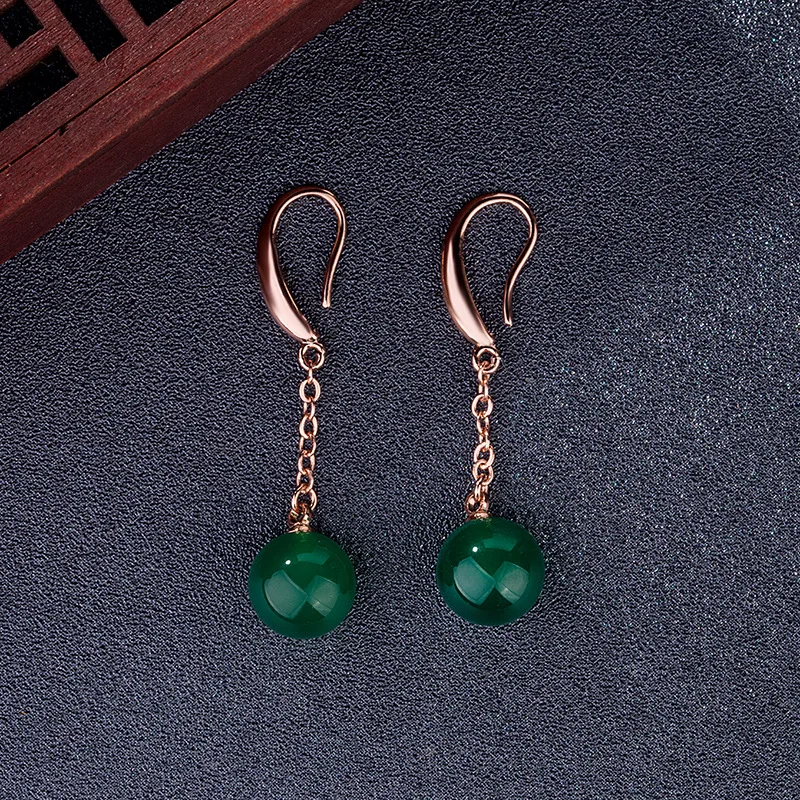 

10K Gold Drop Earring Natural Emerald Jewelry Bizuteria Women Oorbellen Orecchini Garnet Aros Mujer Oreja Gemstone Drop Earring