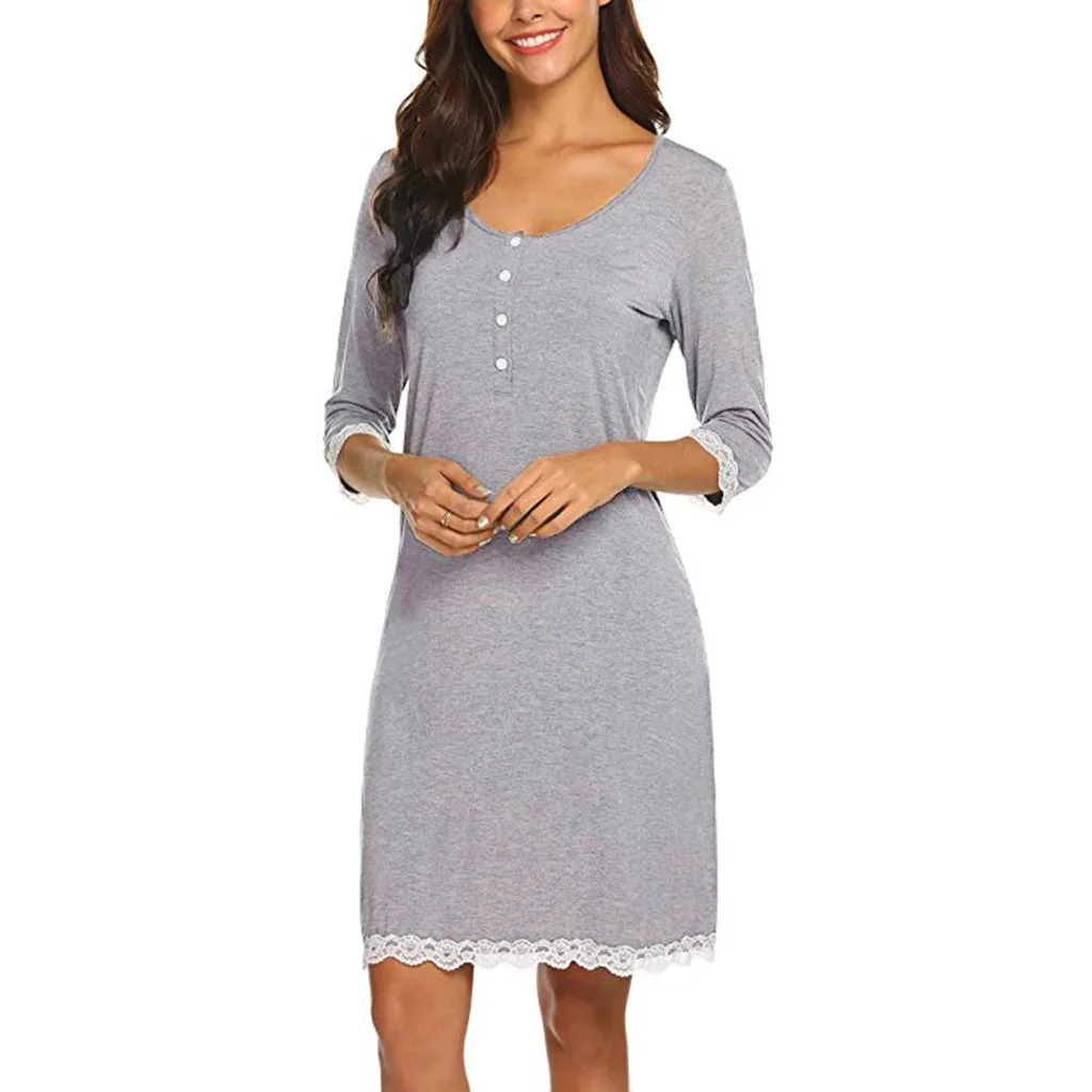 Пижамное платье для беременных кружевные ночные рубашки кормящих матерей