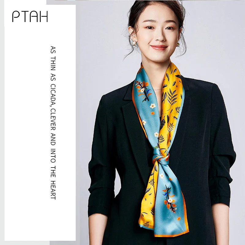 

[PTAH] женский Шелковый пышный шарф из 100% шелка тутового шелкопряда, Женский Банкетный мягкий дышащий бриллиант высокого качества 15*150 см