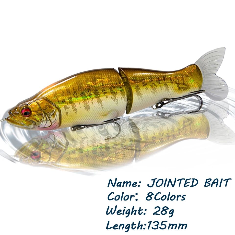 

GOBYGO 1PCS 135MM 28G Jointed Bait Fishing Lures Hard Baits Soft Tail Pike Bass Wobblers Floating Tackle Swimbait Double Hook