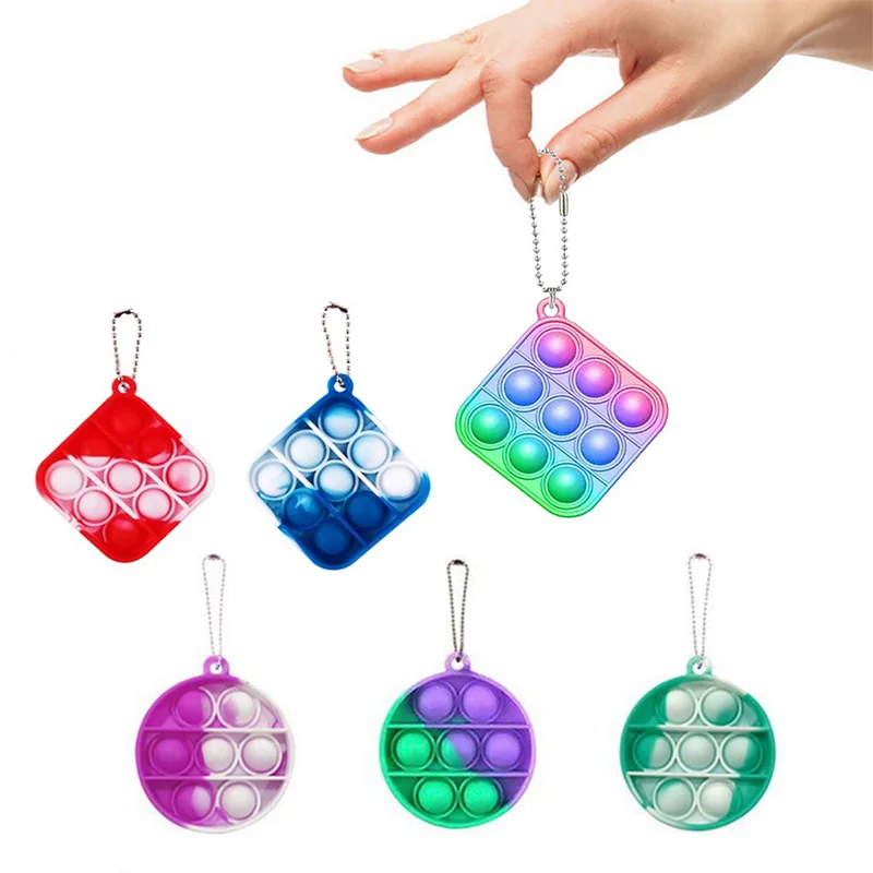 

Push Pops Mini Keychain Fidget Toys Kawaii Children Sensory Toys for Autism Adhd Stress Reliever Push Its Bubble Toys Kids Gifts