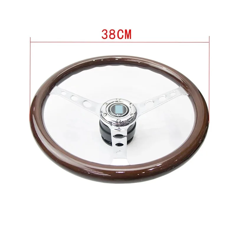15 дюймов Автомобильный руль классический твердой древесины серебро спицы