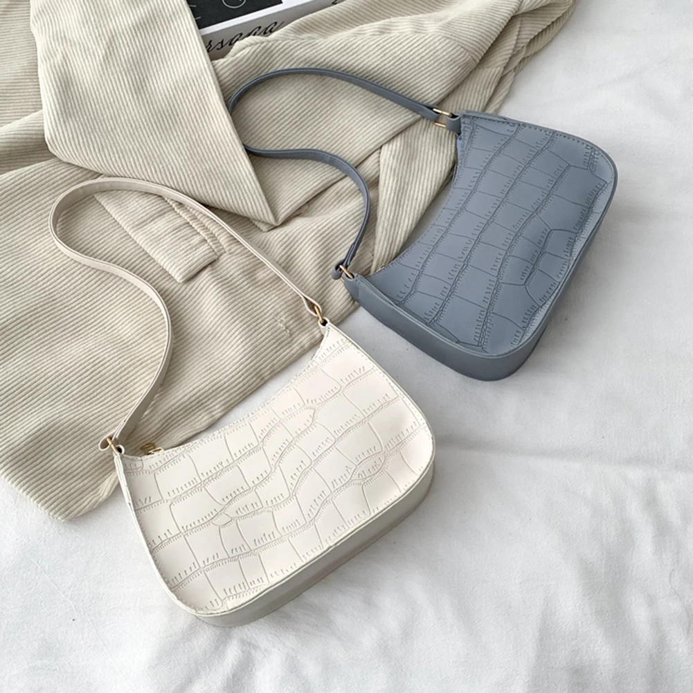 

Fashion Women Alligator Pattern PU Leather Pure Color Shoulder Underarm Bag Casual Ladies Small Handbags Purse