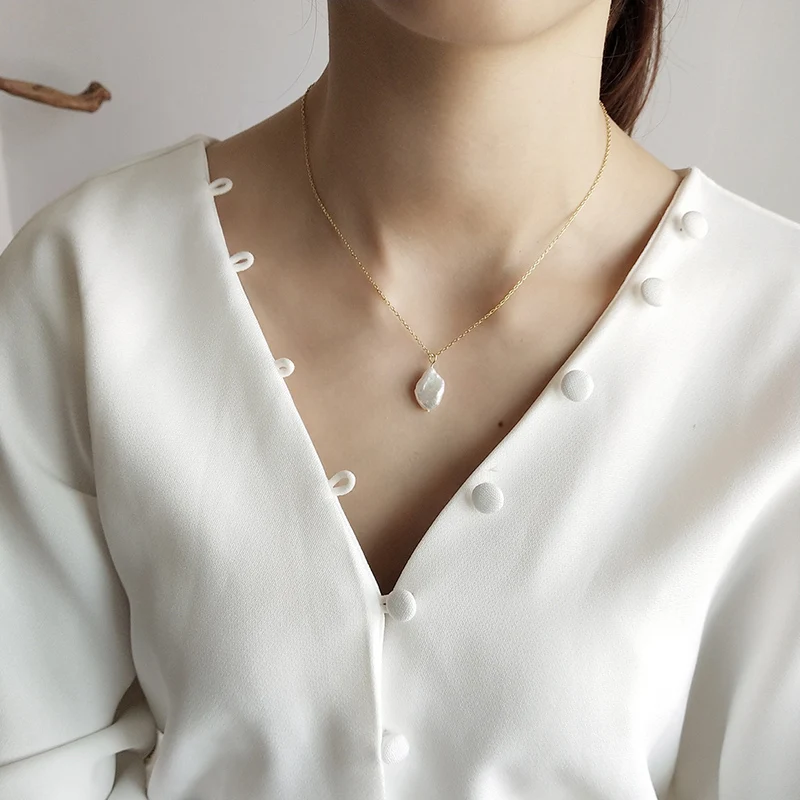 

GHIDBK 925 Sterling Silver Baroque Freshwater Pearls Choker Necklaces Dainty Natural Irregular Pearl Chokers Minimalist Necklace