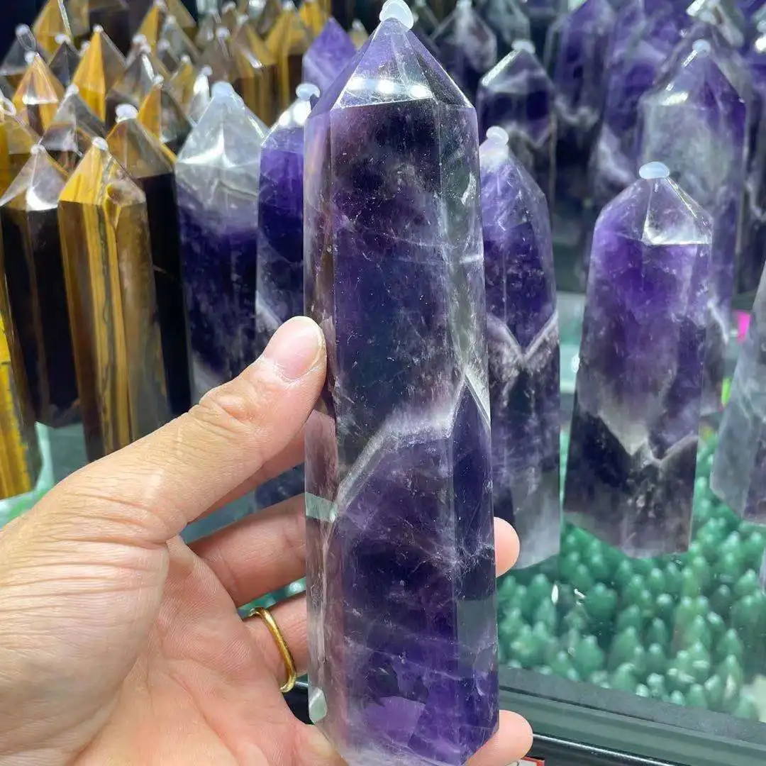 200-1200 г Природный кристалл мечты Аметист обелиск кварцевый стержень Исцеление