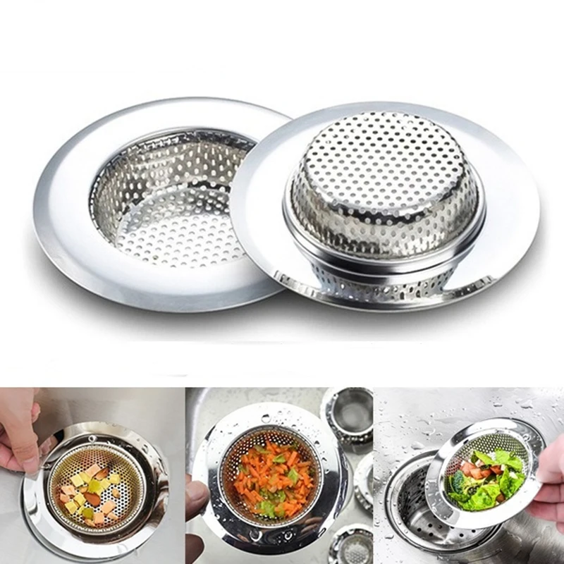 

Kitchen Sink Strainer Stainless Steel Sewer Bathtub Hair Stopper Shower Drain Filter Trap Bath Metal Sink Strainer Floor Drain