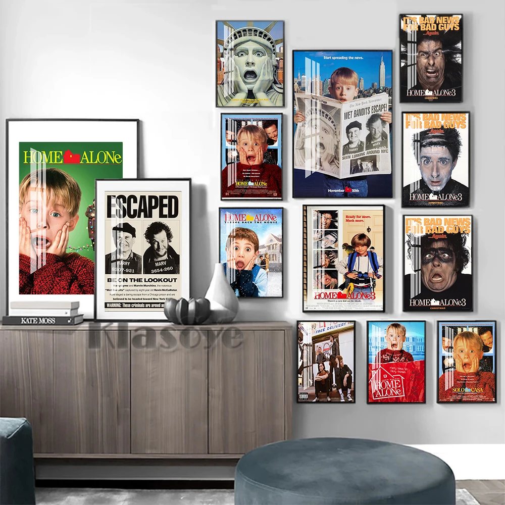 

Home Alone Movie Creative Retro Print Poster Core Picture Bar Cafe Bedroom Sofa Room Wall Art Home Decor Quality Canvas Painting