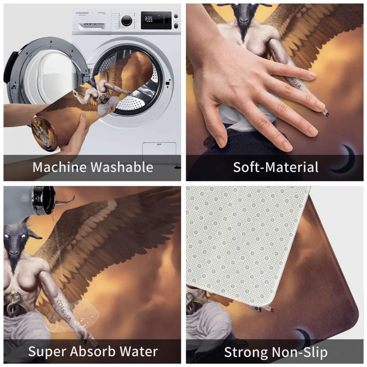 Нескользящий напольный коврик Baphometh Moon для входной двери ванной ковер спальни