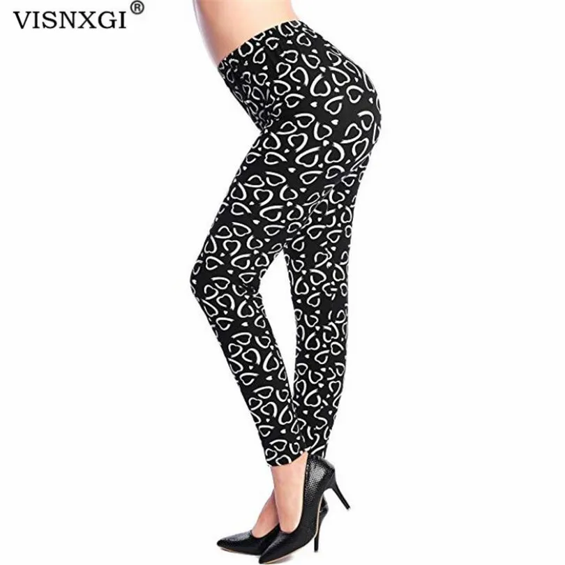 

VISNXGI Graffiti Printed Solid Leggings Women Black Milk High Eelasticity Pencil Fitness Push Up Gym Casual Mujer Skinny Clothes