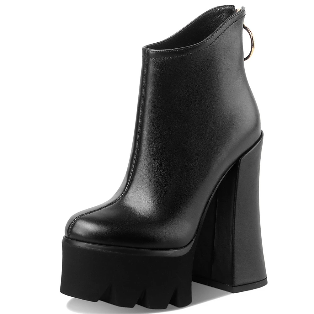 

SARAIRIS Brand New Ladies Autumn Elegant Party Boots Genuine Leather Boots Women Platform Thick High Heels Zip Shoes Woman