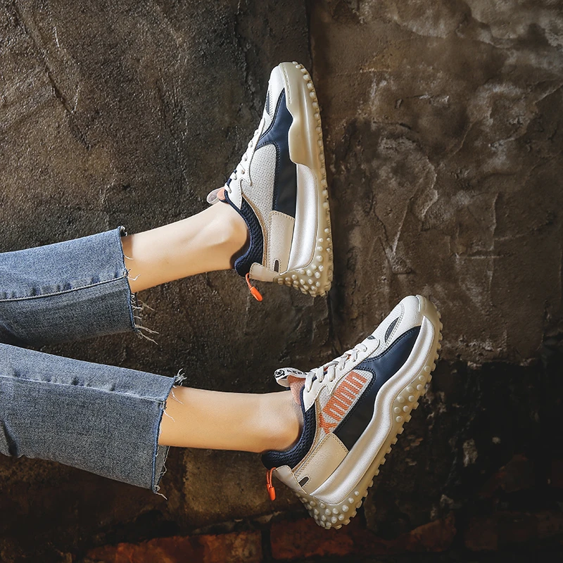 

MIYEDA Women Sports Sneakers Lace-Up Light Breathable Mesh Anti-slip Sole Platform Soccer Comfort Running Shoe Female Sneakers