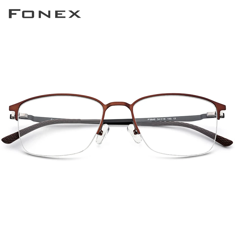 FONEX, сплав, оптические очки, оправа, мужские, сверхлегкие, квадратные, по рецепту, очки для женщин,, половина близорукости, корейские, Безвинтовые очки