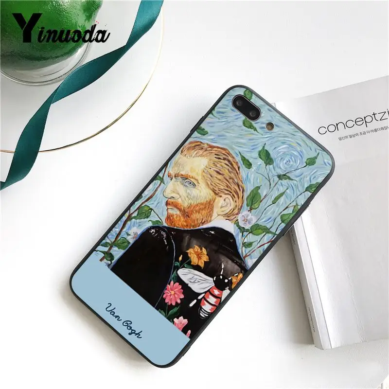 Yinuoda Great art aesthetic van Gogh Mona Lisa painting Black Phone Case for iPhone 8 7 6 6S X XS MAX 5 5S SE XR 11 Pro Max | Мобильные