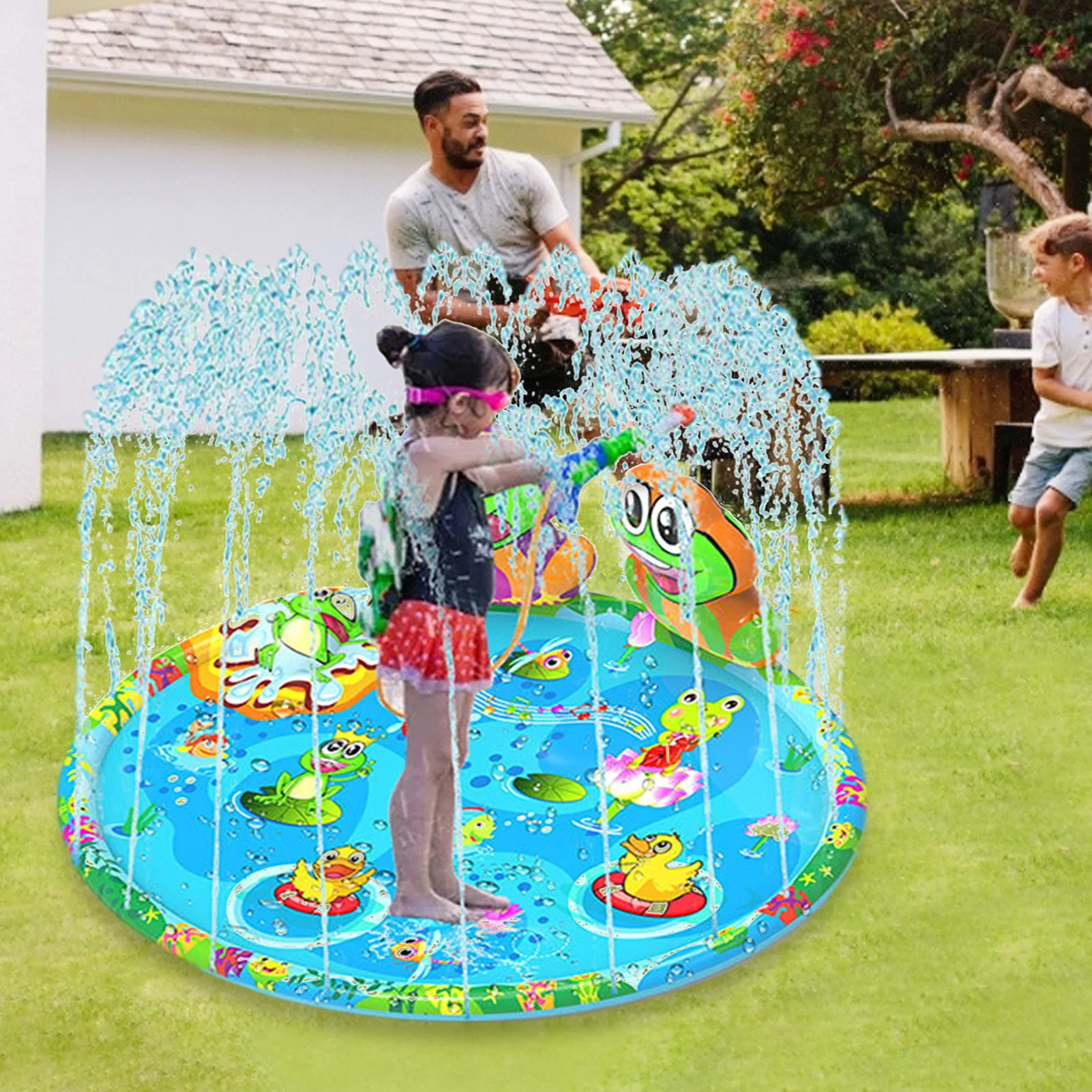 

Summer Outdoor Garden Play Game Pad Mat Frog Splash Mat Water Spray Outdoor Lawn Sprinkler Pad Children Water Toy