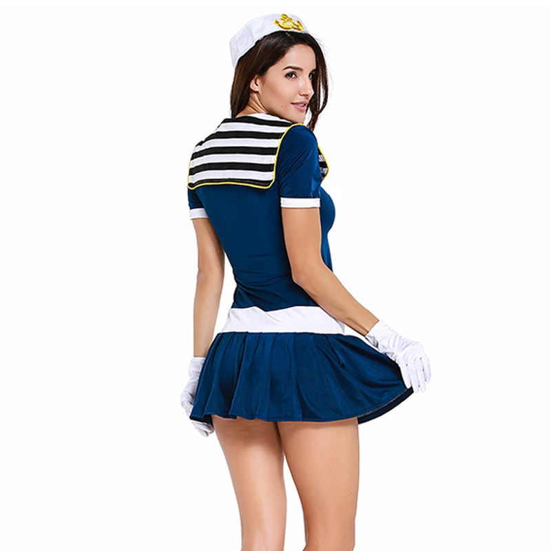 

Lady Carnival Sexy Sailor Suit Naval Costume Halloween Top Skirt Nightclub Bar Role Play Cosplay Fancy Party Dress