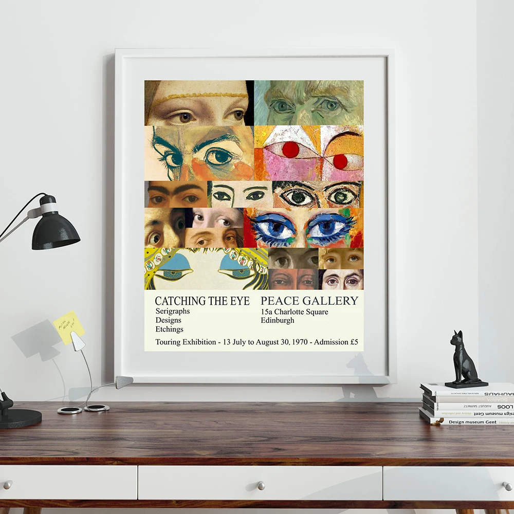 

Posters and Prints All Eyes 1970 Vintage Exhibition Poster Wall Museum Art Picture Canvas Painting for Room Home Decoration