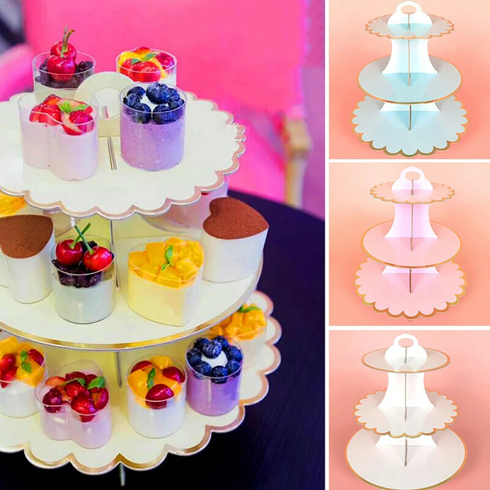 3-уровневая картонная подставка для кексов тарелки вечерние Свадебный сервис чая