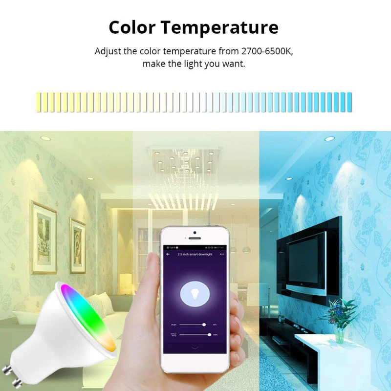 

GU10 Spotlight WiFi Smart Light Bulb 4w RGB+CCT 2700-6500K Light EWeLink App Remote Control RGB Light Lamp For Alexa Google Home