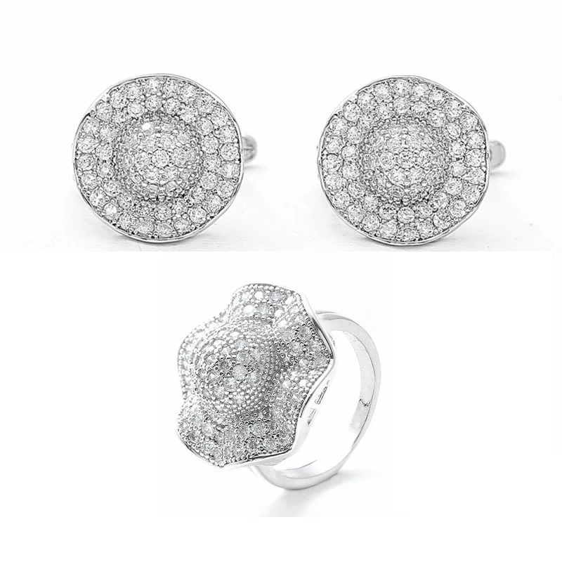 Роскошные свадебные комплекты ювелирных изделий для женщин набор колец банкета