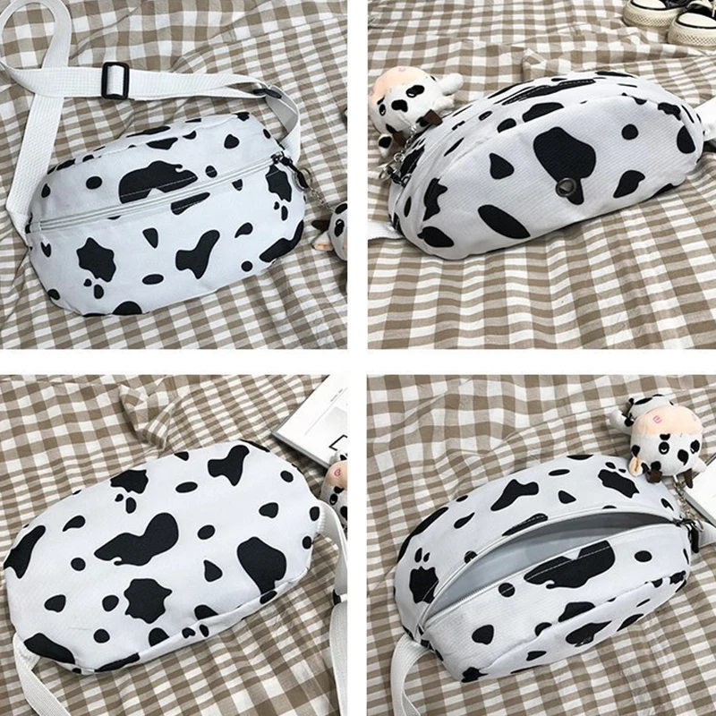 

Black And White Spots Casual Fashion Waist Packs For Women's Oxford Leather Single Shoulder Phone Purses Small Crossbody Bags