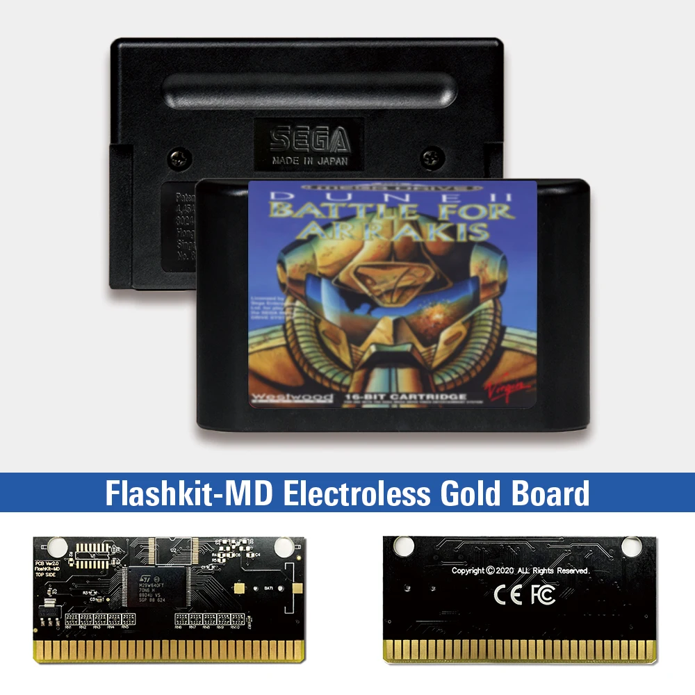

Dune II - The Battle for Arrakis - EUR Label Flashkit MD Electroless Gold PCB Card for Sega Genesis Megadrive Video Game Console