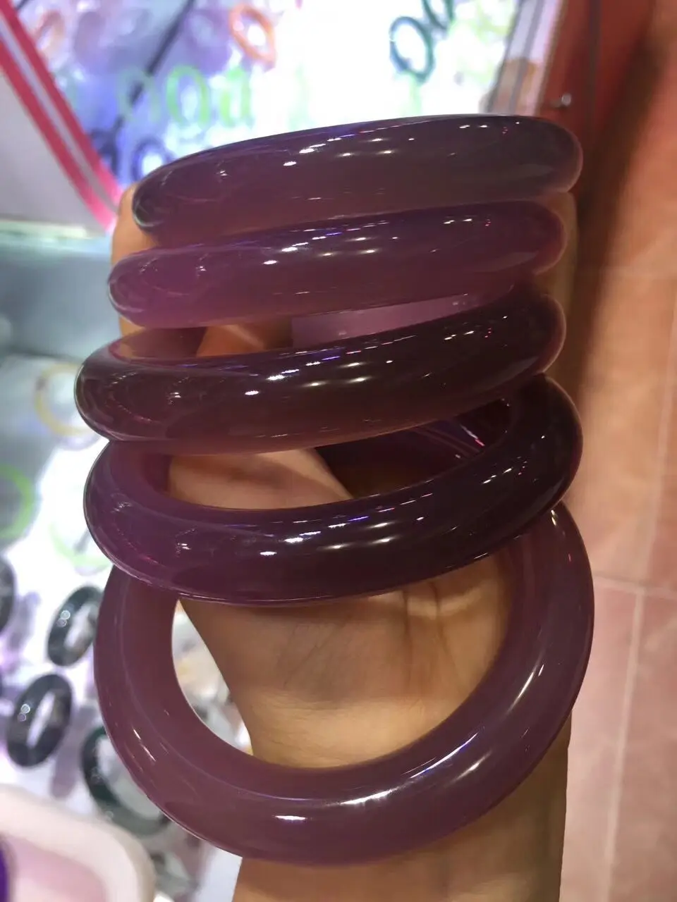 

LETSFUN Fine Jewelry China Art Jade Jewelry 100% Natural Beautiful Violet Agate Jade Bracelet 54-60mm Free Shipping