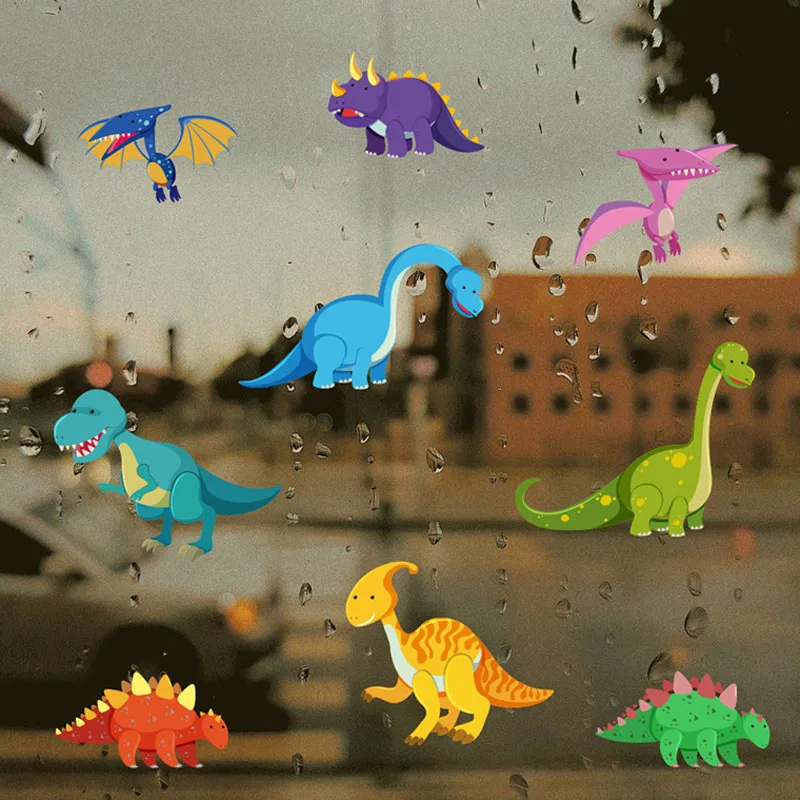 

Cartoon DIY Animals Jurassic Dinosaurs Wall Stickers Kids Bedroom Decoration Self Adhesive Vinyl Decals Wallpaper
