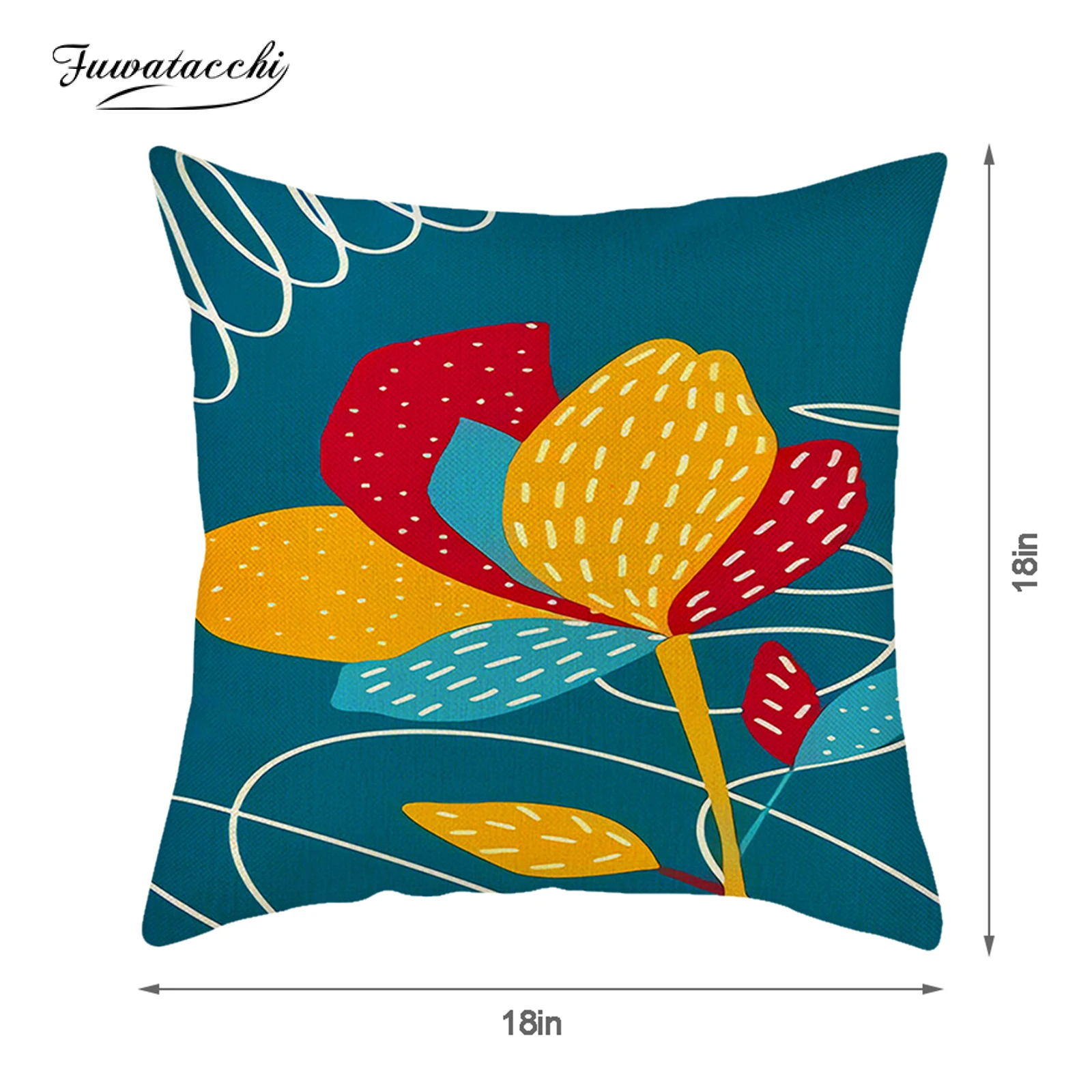 

Fuwatacchi 45cm*45cm Cushion Cover Gemetric Plant Flower Linen Pillow Case Sofa And Home Decorative Pillow Cover For Sofa Chair