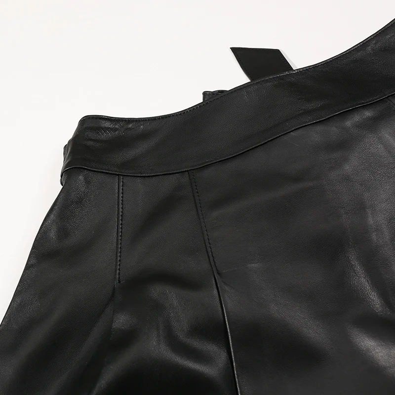 2020 autumn new Haining leather A word skirt female sheepskin is thin half big size skirt. | Женская одежда