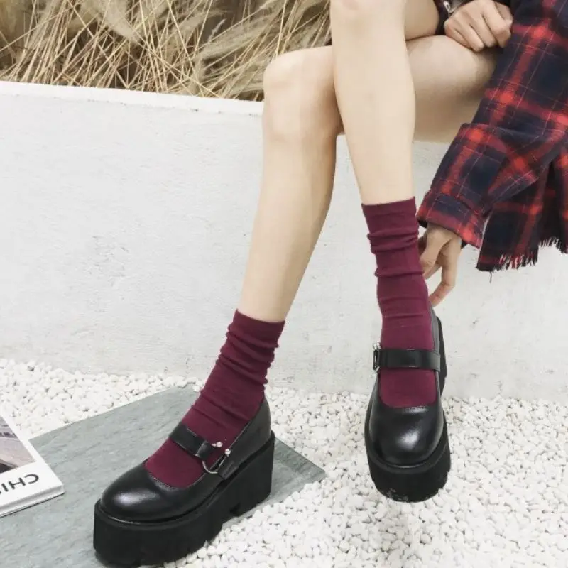 

RIZABINA 2021 New Fashion Pumps Round Toe Slip On Thick Bottom Platform Shoes Solid Dolor Vintage Ladies Footwear Size 35-40