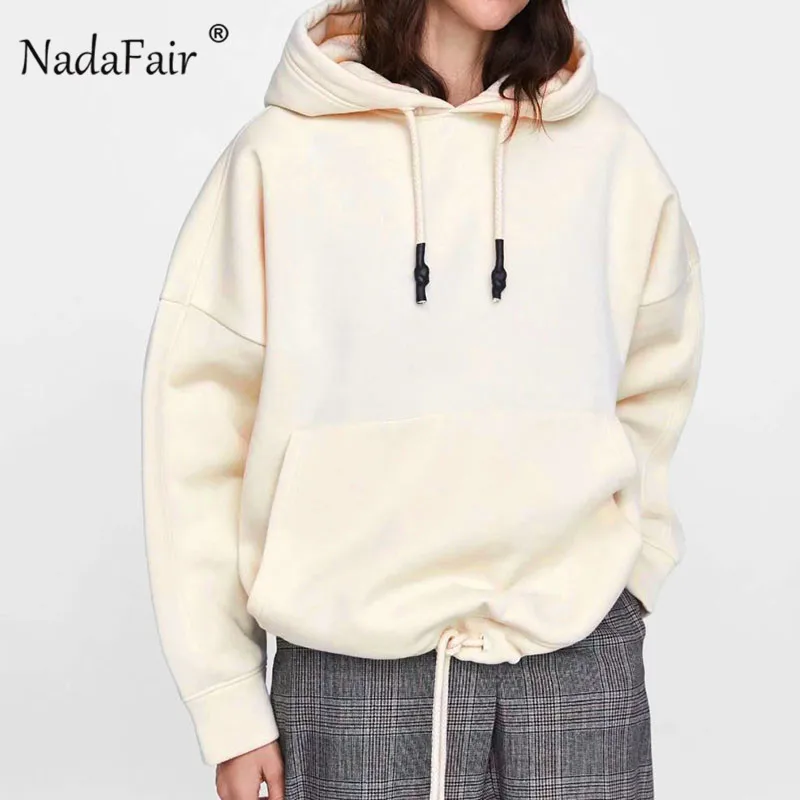 Nadafair одноцветная флисовая толстовка с капюшоном толстовки карманами зимние