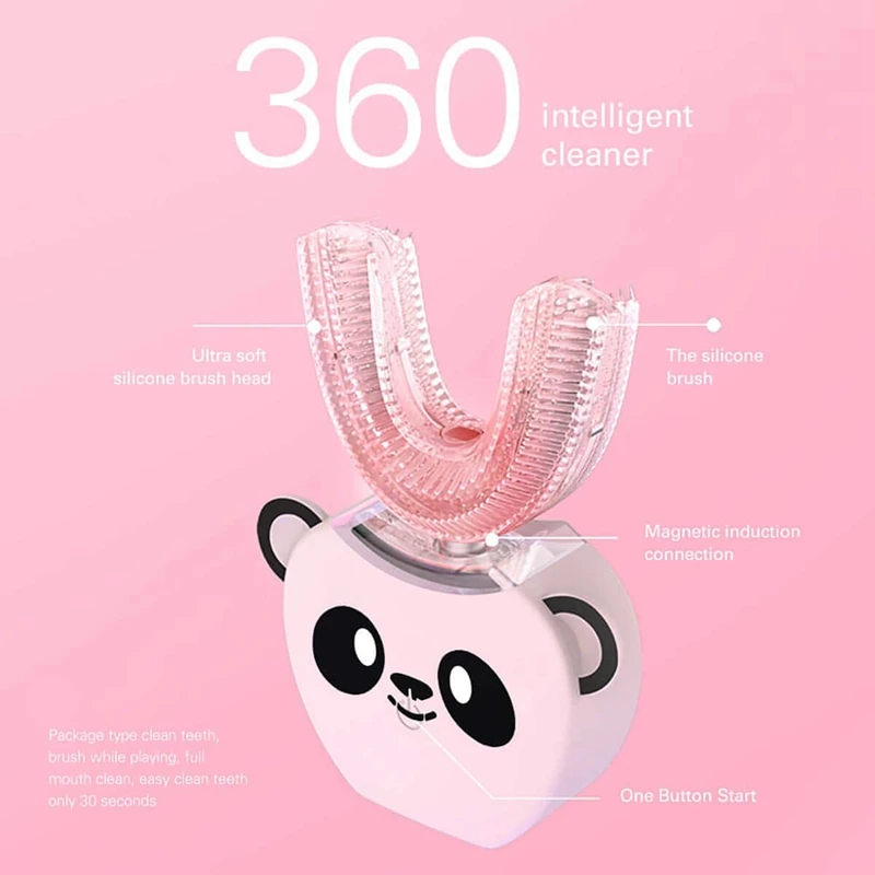 Children's Automatic Electric Toothbrush 360°All-Round Cleaning Whitening Instrument Integrated U Type Mouth Cleaner Wireless Ch |