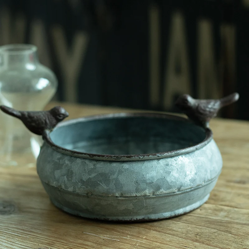 Bird flower pot retro barrel iron home vase garden plant succulent decoration planting display stand | Дом и сад