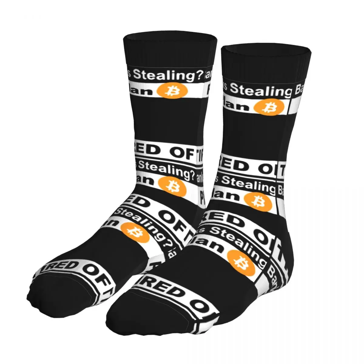 

For Men Plan B Quote Socks 90% Polyester Clothing Thick Bitcoin Crypto Cryptocurrency Middle Tube Socks Birthday Present Socks