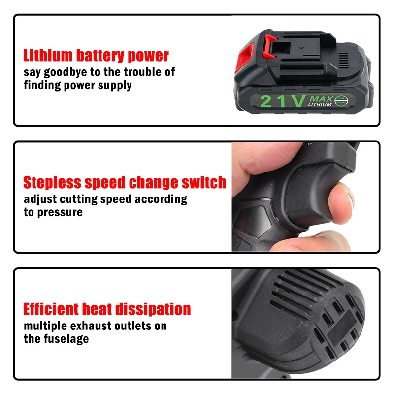 

6 Inch Cordless Handheld Pruning Saw Rechargeable Electric Pruning Saw With 2pcs 2.0AH Battery Chainsaw Garden Logging Cutter