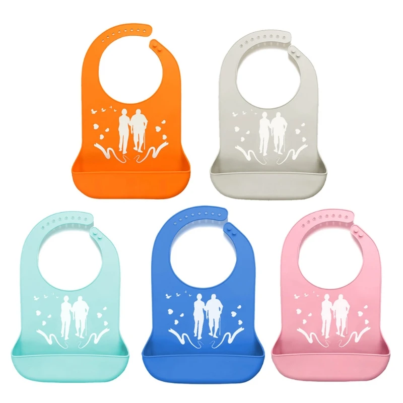

Adults Waterproof Anti-oil Silicone Bib Elderly Aged Mealtime Cloth Protector Senior Citizen Aid Aprons