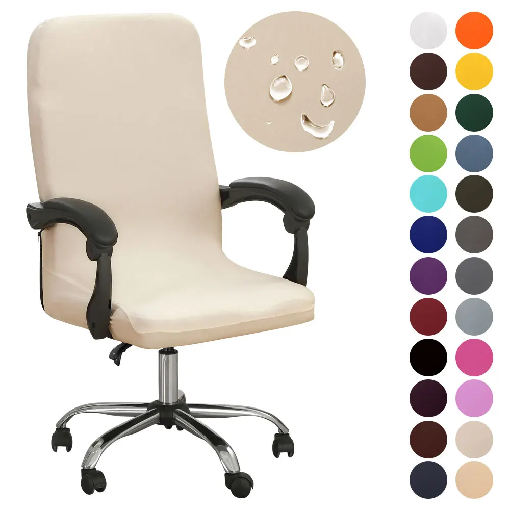 

M/L Spandex Office Chair Cover Stretch Solid Color Computer Game Chair Slipcover Waterproof Rotatable Armchair Protectors