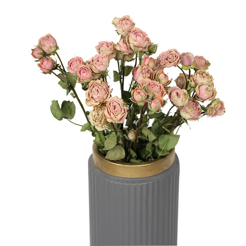 

Promotion Time-limited No 15pcsPink Dried Flowers Rose Romantic Bubble Small Flower Dry Bouquet Decorate No Furnishing Home Vase