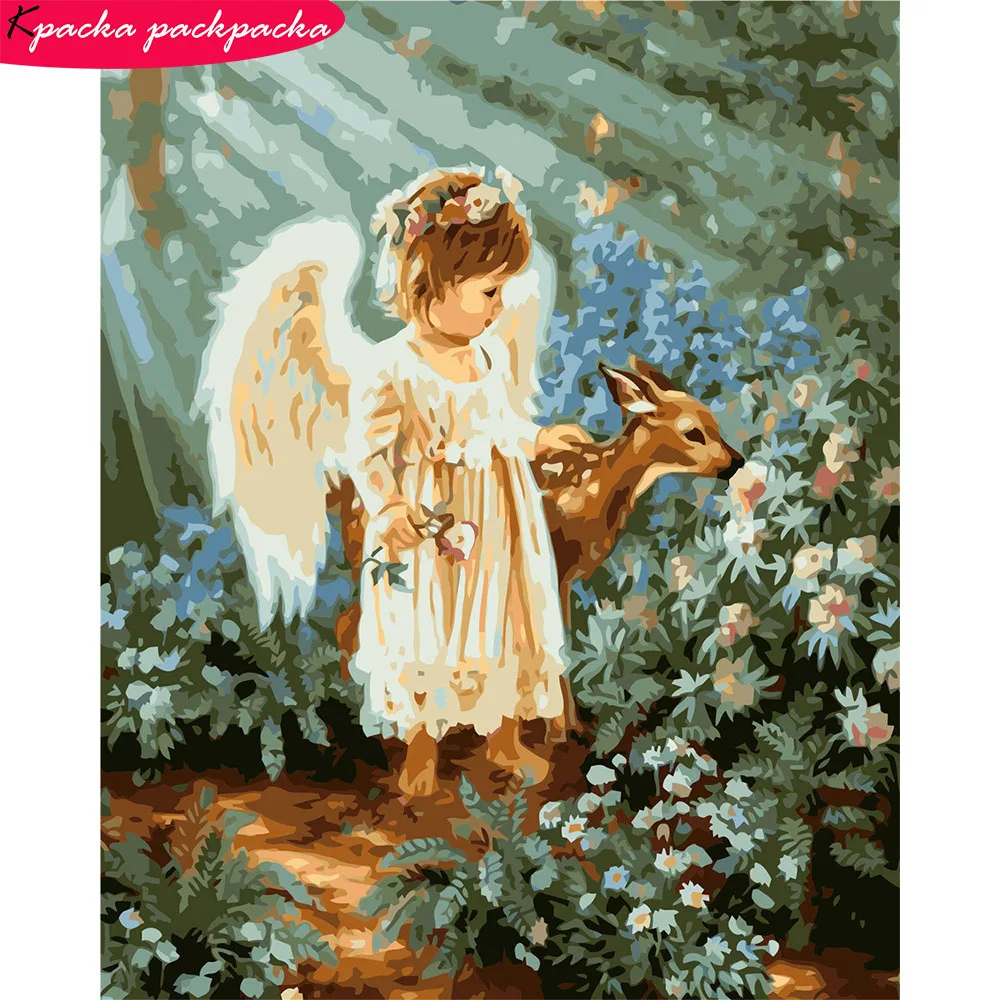 

DIY Child Angle Figure Paintings By Numbers Set No Frame Oil Painting 50x40cm 24 Colors Home Decoration Diff:3 Stars VA-0363