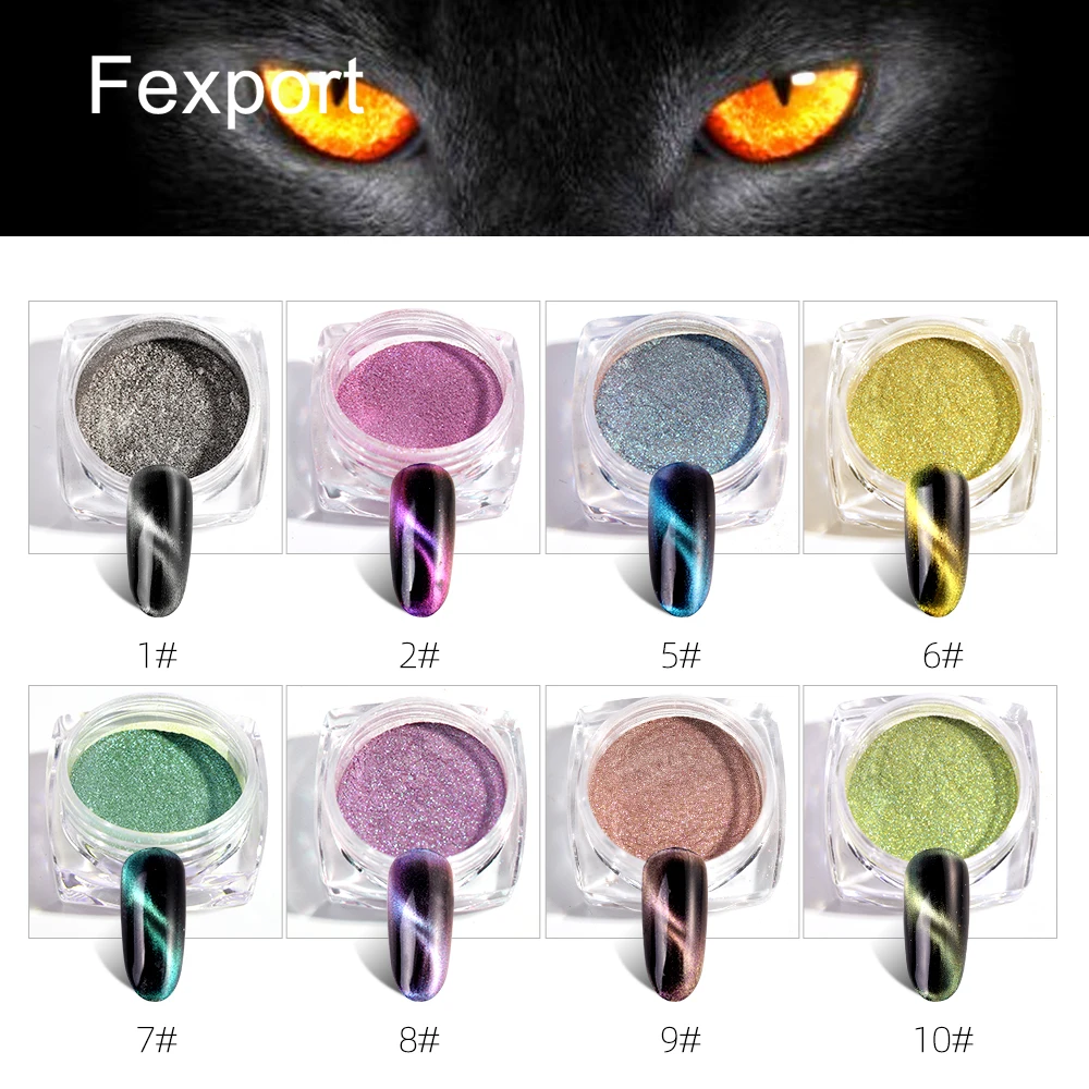 Fexport блеск для ногтей 3D магнетический кошачий глаз Гель лак сиящие мелкие блестки